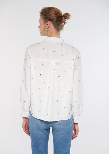  Mavi Yaprak Baskılı Gömlek Loose Fit / Bol Rahat Kesim 1210030-83975