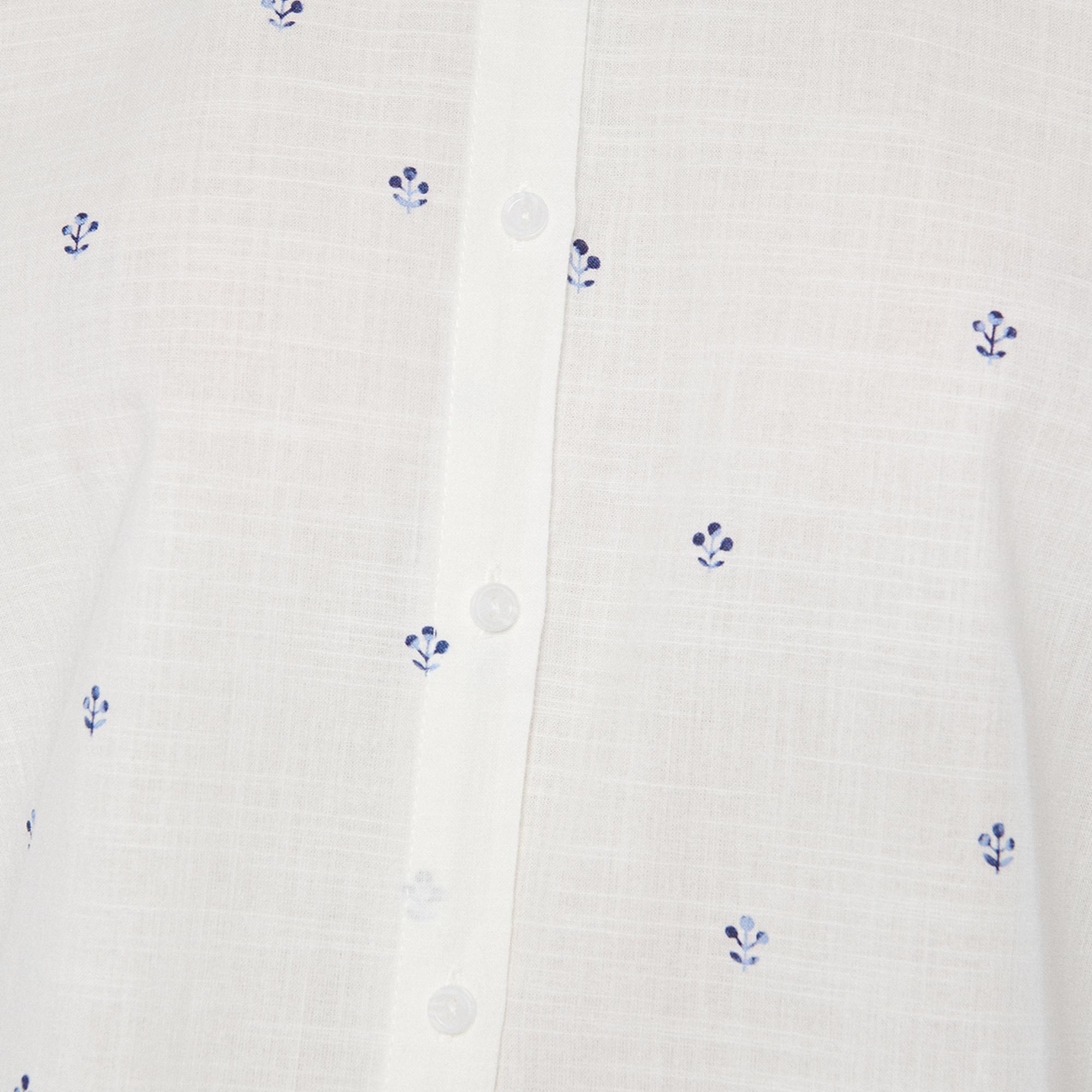 Mavi Yaprak Baskılı Gömlek Loose Fit / Bol Rahat Kesim 1210030-83975