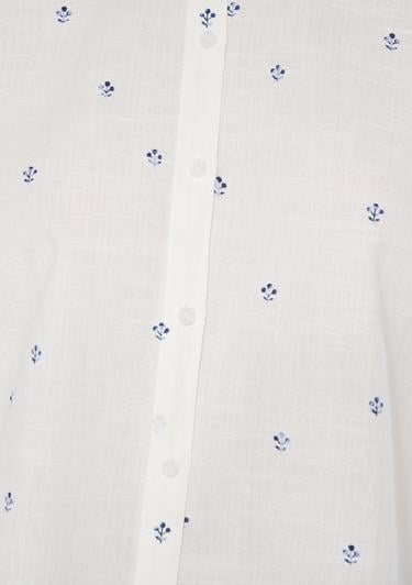  Mavi Yaprak Baskılı Gömlek Loose Fit / Bol Rahat Kesim 1210030-83975