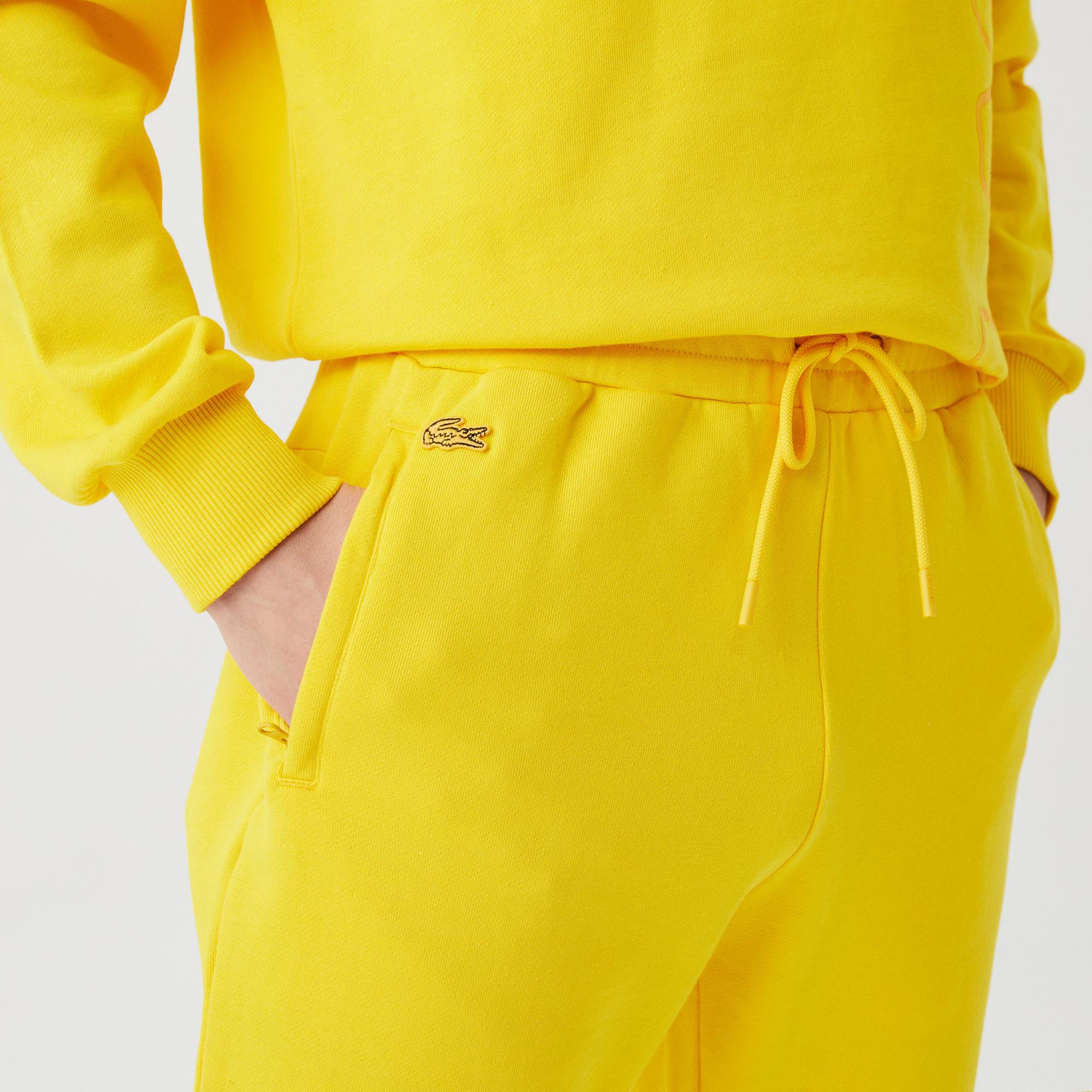 Erkek Slim Fit Baskılı Sarı Eşofman Altı