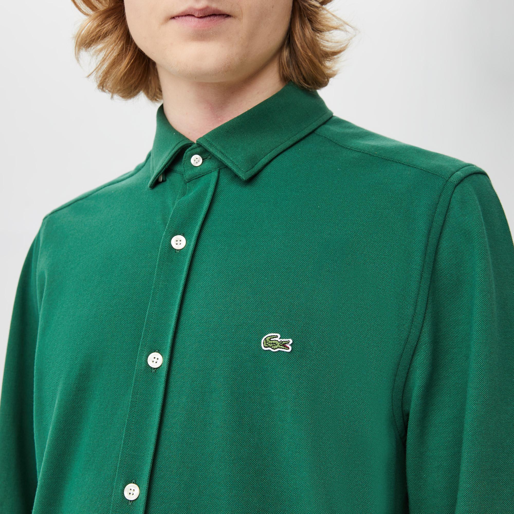 Erkek Slim Fit Yeşil Gömlek