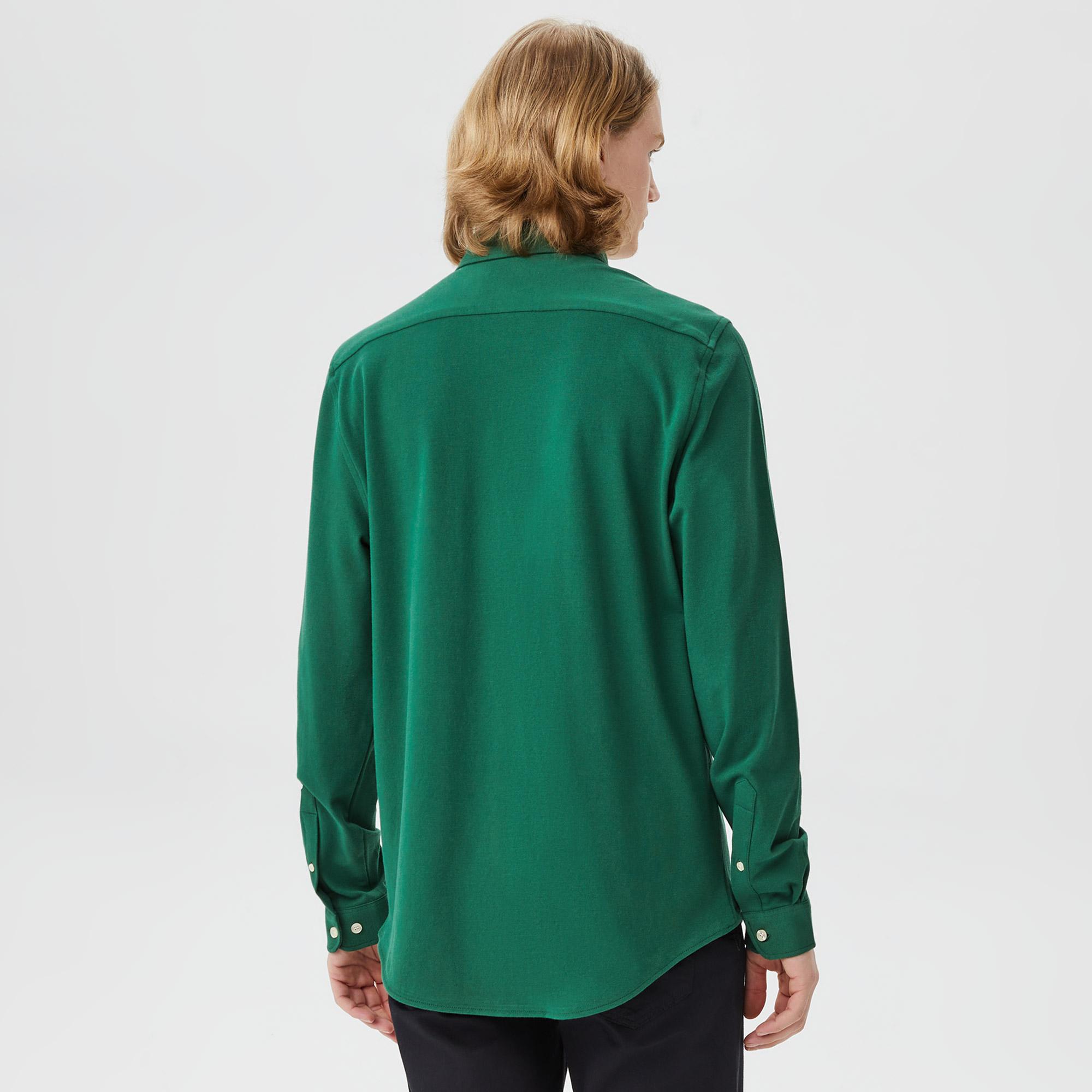 Erkek Slim Fit Yeşil Gömlek