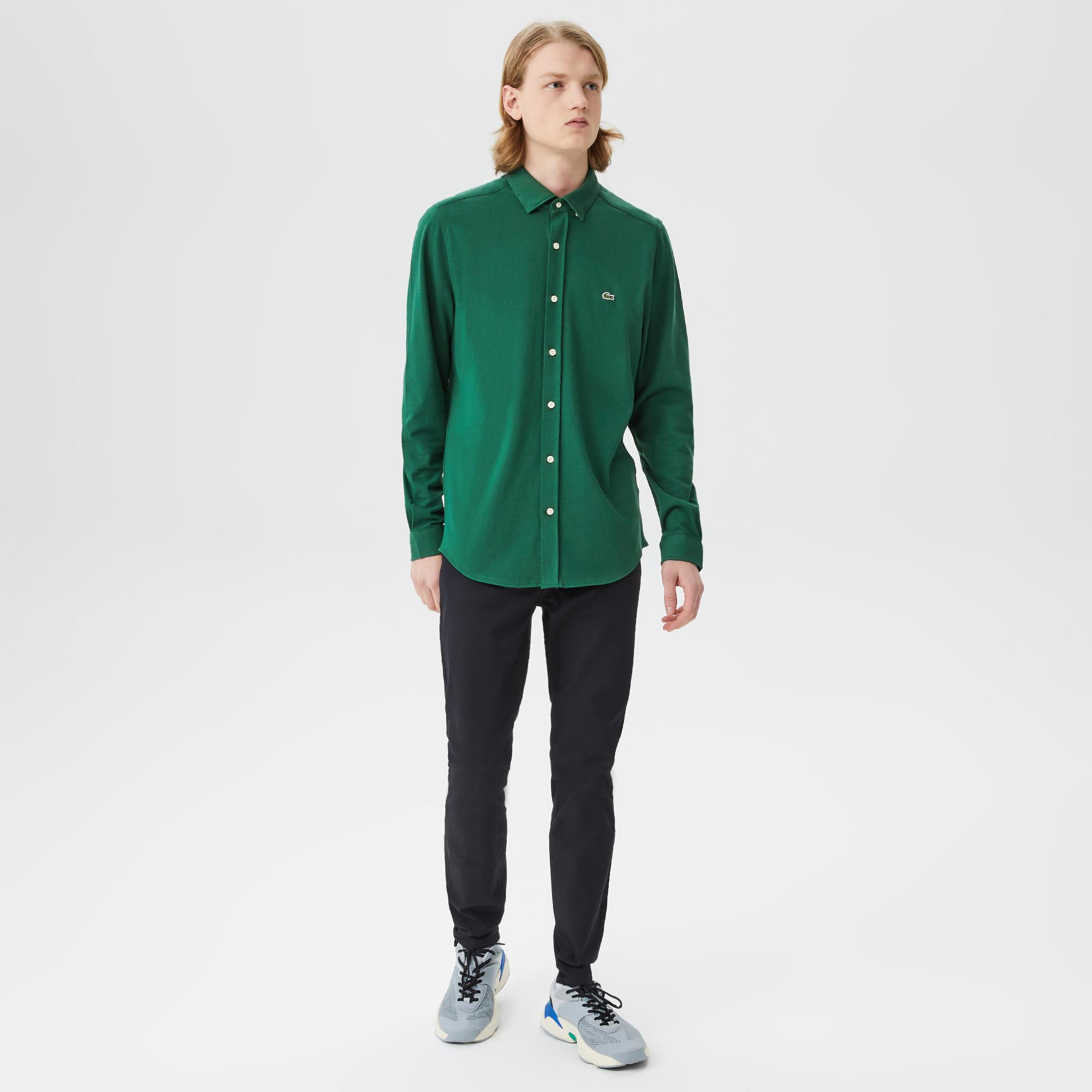 Erkek Slim Fit Yeşil Gömlek