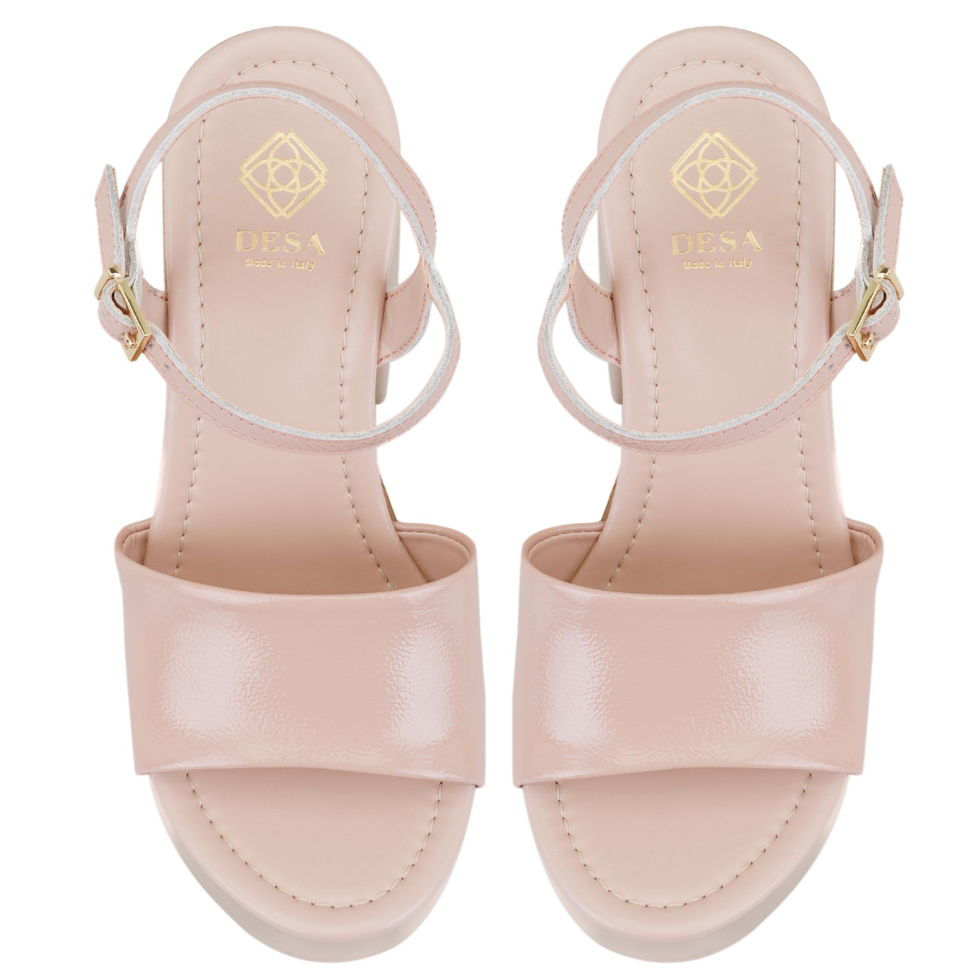 Kadın Ten Platform Topuklu Deri Sandalet