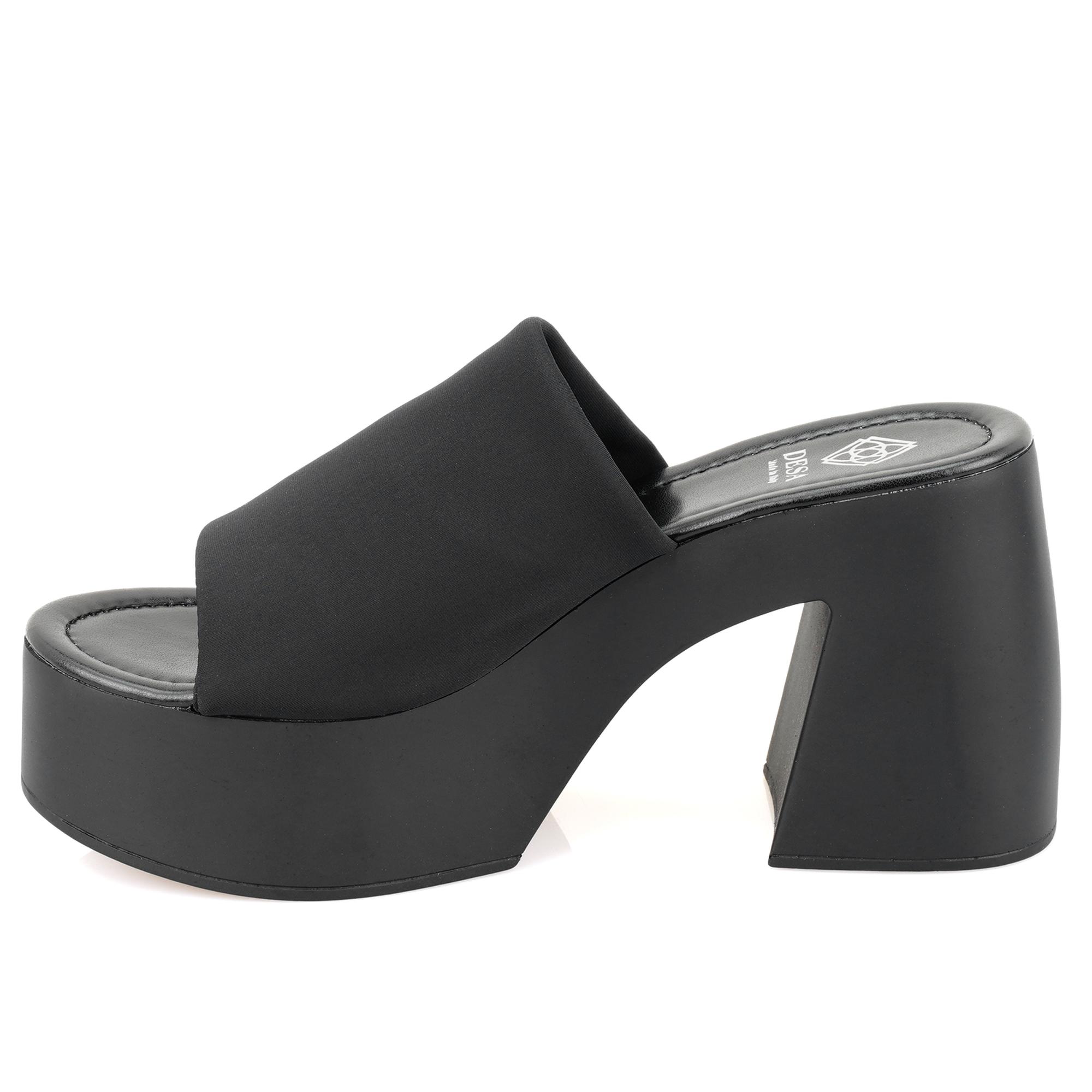 Haley Siyah Kadın Platform Topuklu Terlik
