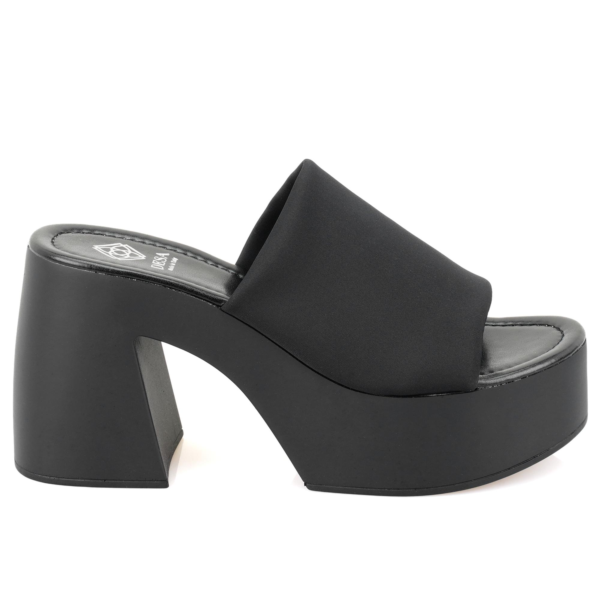Haley Siyah Kadın Platform Topuklu Terlik