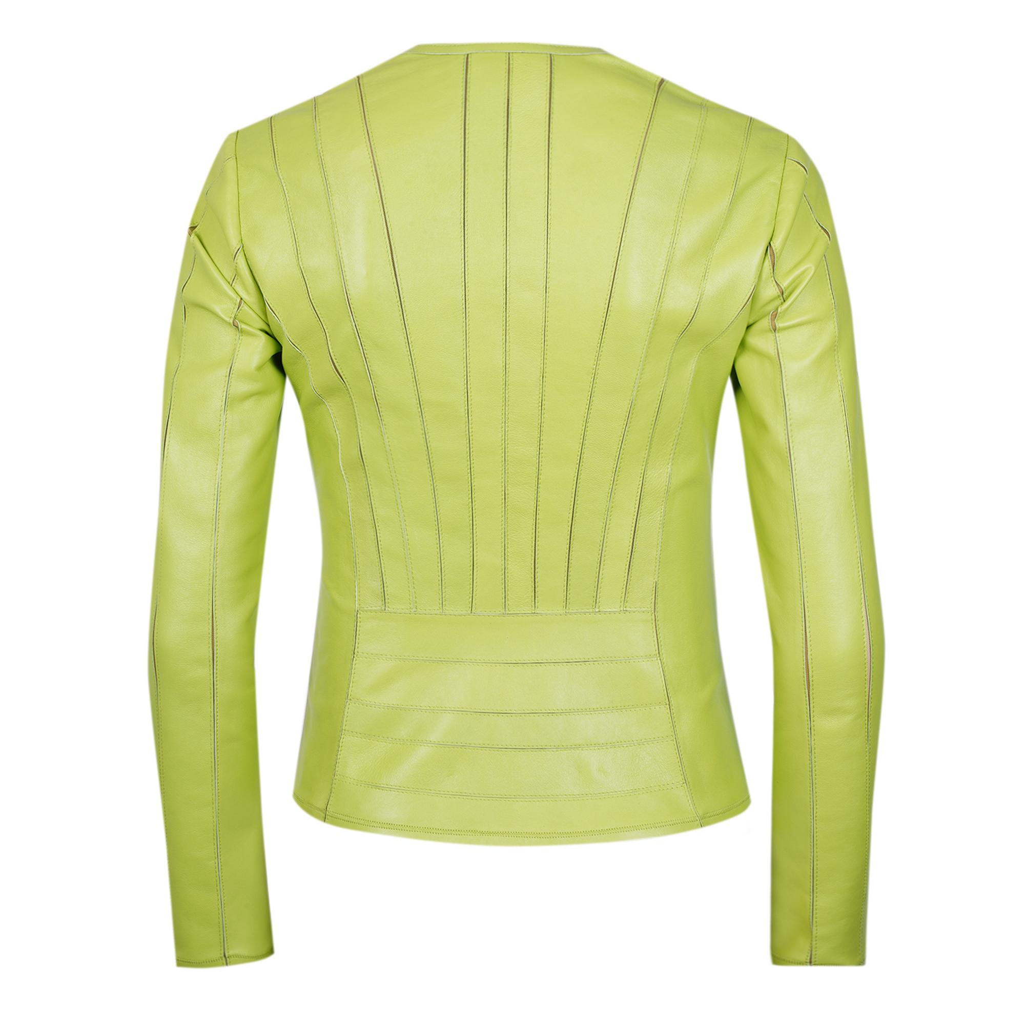 Deundria Yeşil Kadın Fit Panelli Deri Ceket