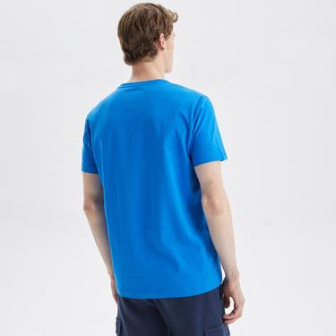  Nautica Erkek Mavi Standart Fit Baskılı T-Shirt