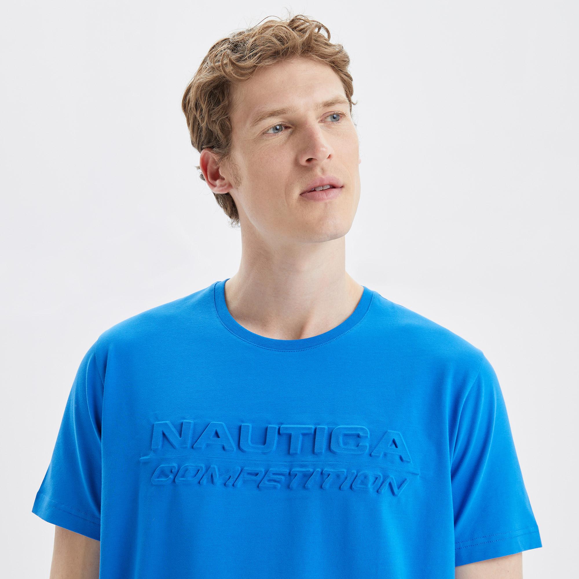 Nautica Erkek Mavi Standart Fit Baskılı T-Shirt