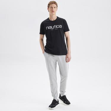  Nautica Erkek Siyah Standart Fit Desenli T-Shirt