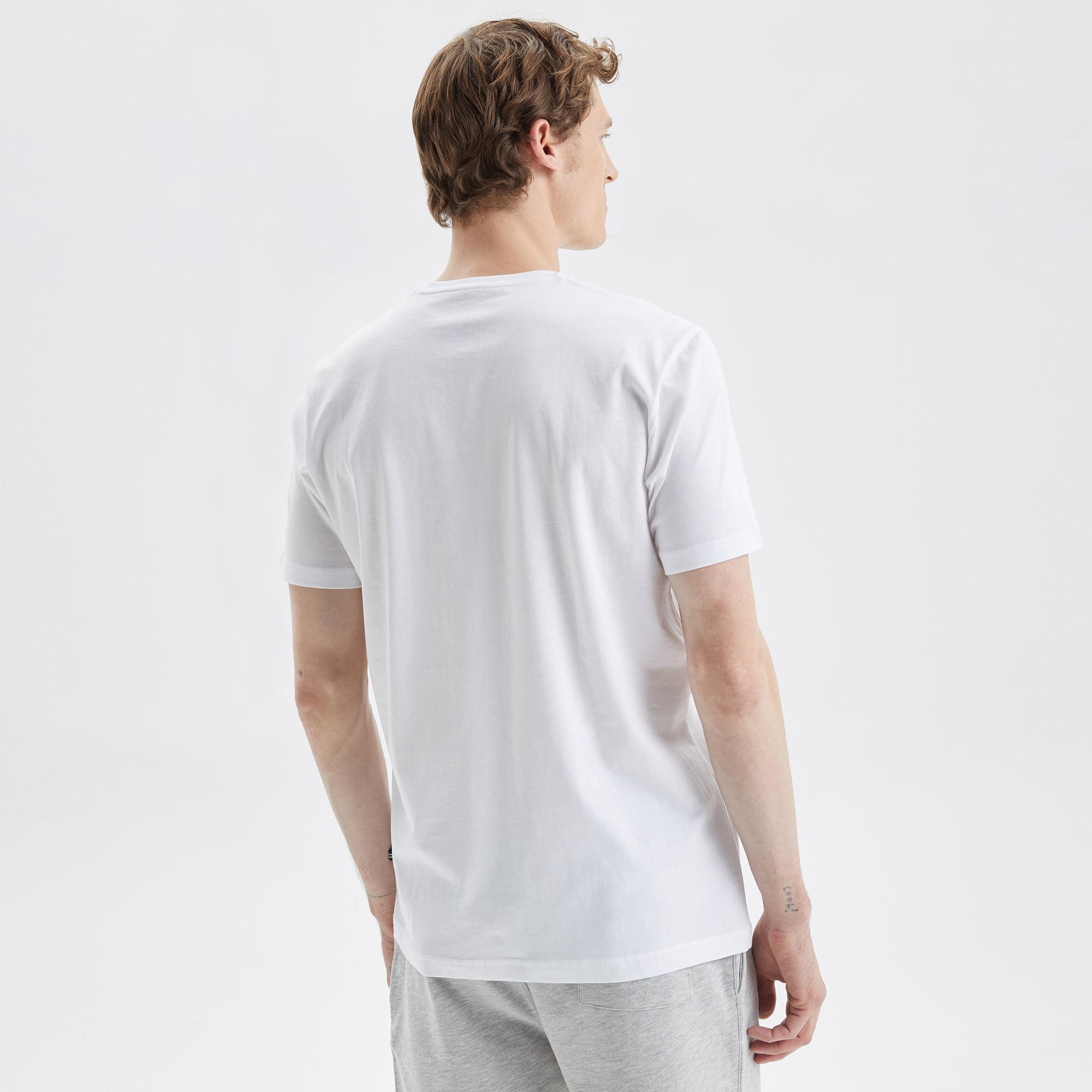 Nautica Erkek Beyaz Standart Fit Desenli T-Shirt