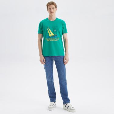  Nautica Erkek Yeşil Baskılı Standart Fit T-Shirt