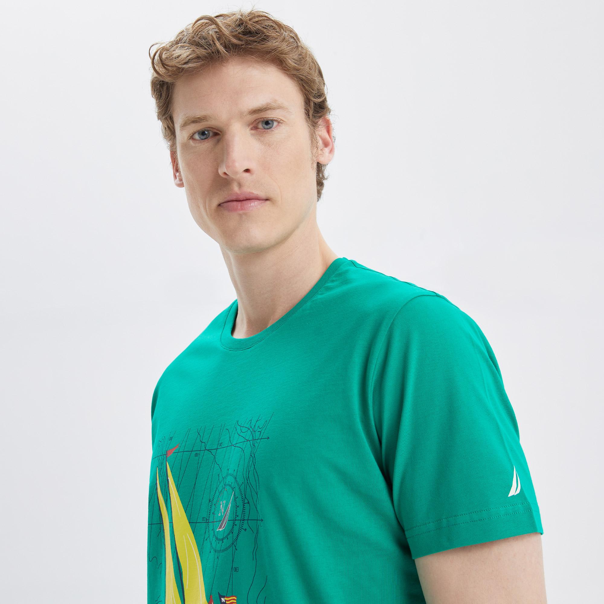 Nautica Erkek Yeşil Baskılı Standart Fit T-Shirt