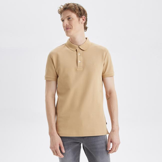  Nautica Erkek Bej Slim Fit Kısa Kollu Polo