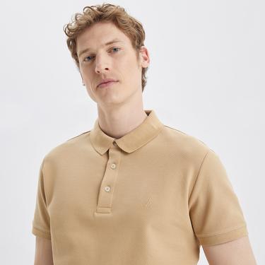  Nautica Erkek Bej Slim Fit Kısa Kollu Polo