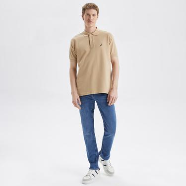  Nautica Erkek Bej Classic Fit Kısa Kollu Polo