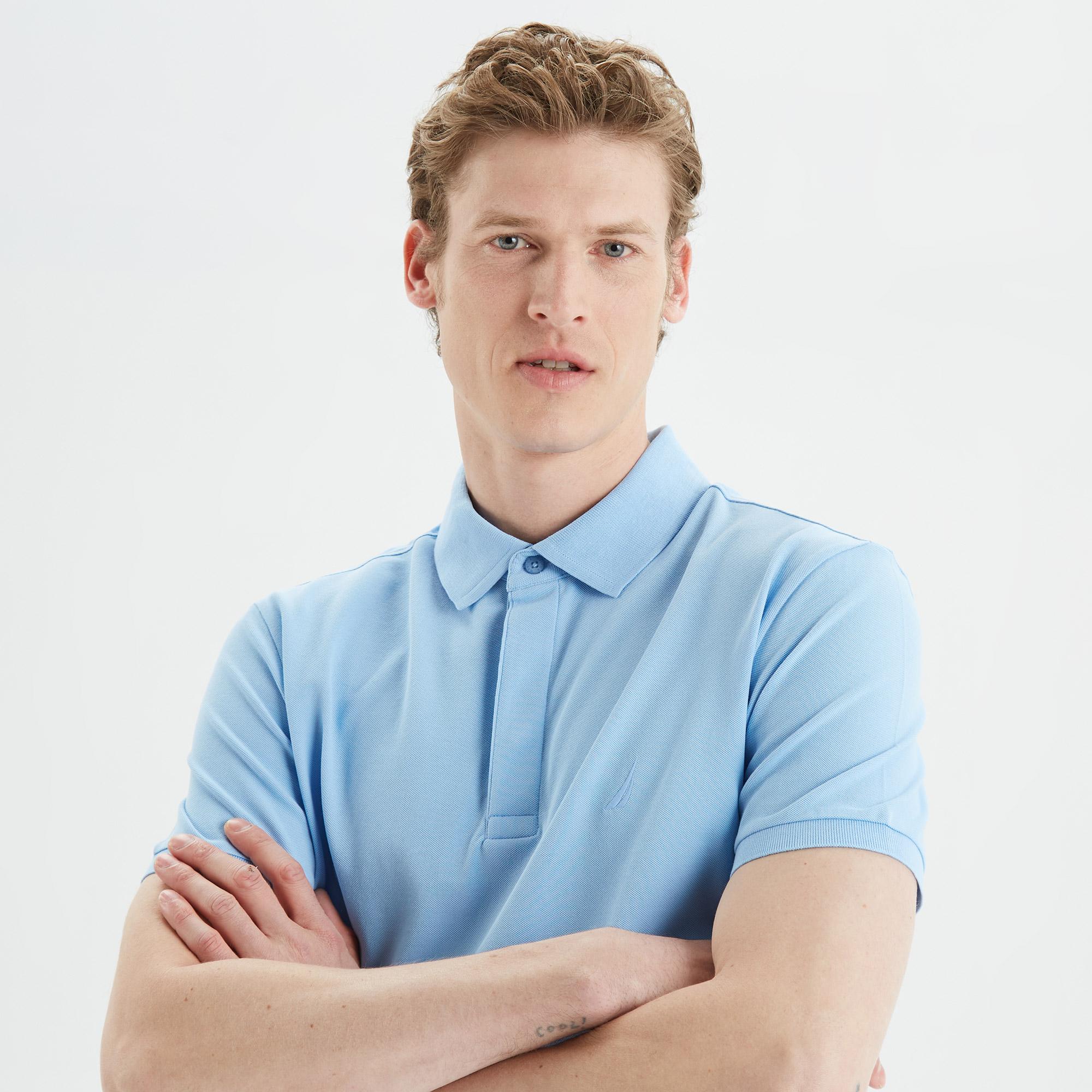 Nautica Erkek Mavi Slim Fit Kısa Kollu Polo