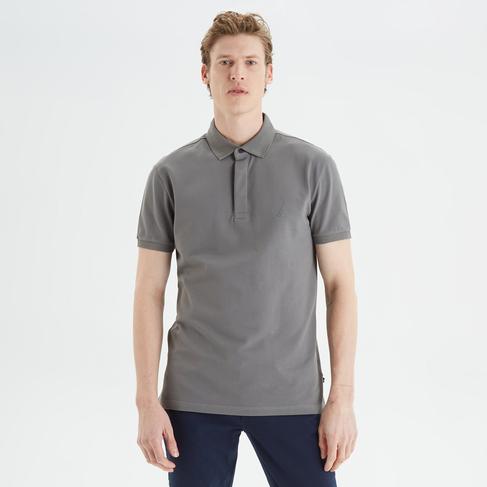  Nautica Erkek Gri Slim Fit Kısa Kollu Polo