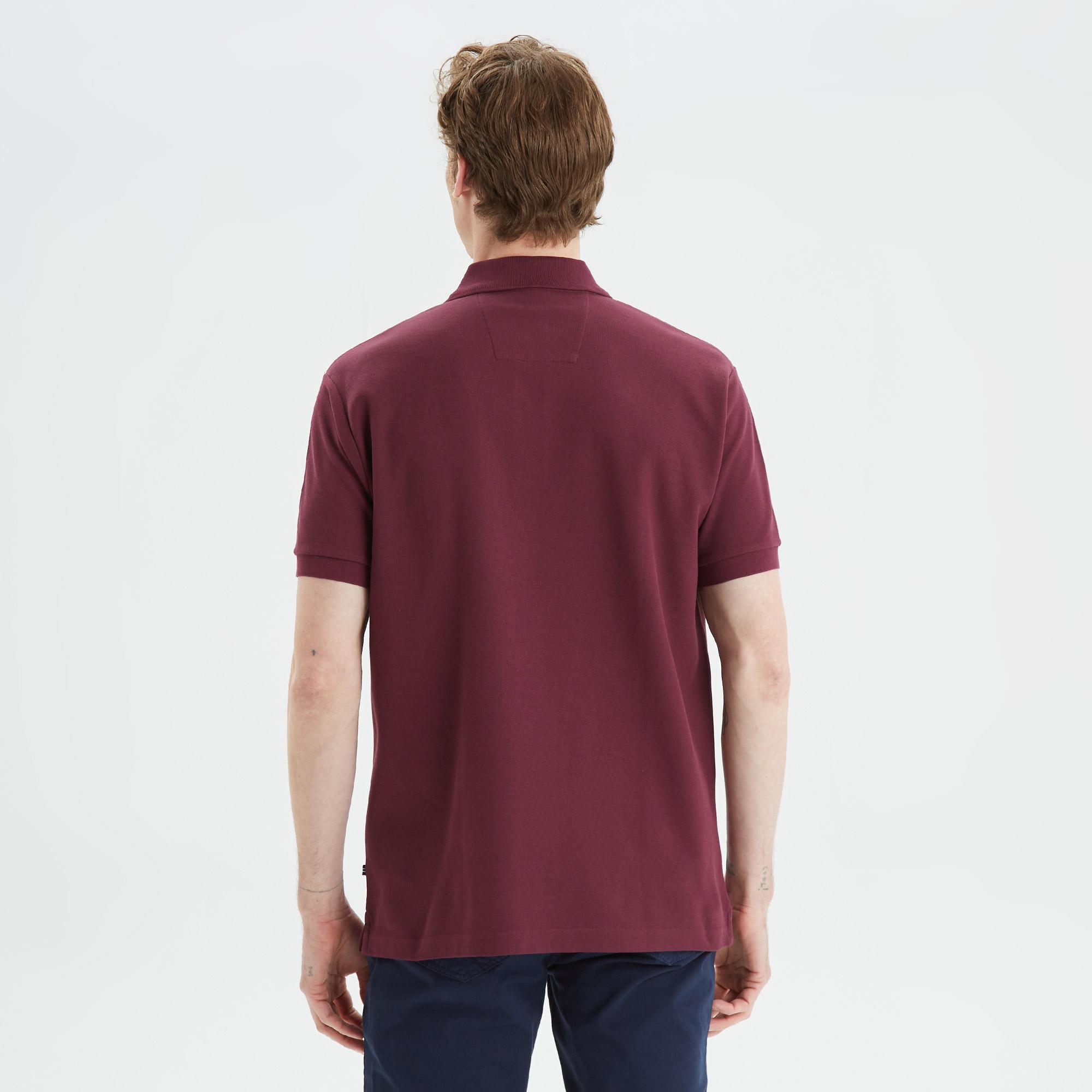 Nautica Erkek Bordo Classic Fit Kısa Kollu Polo