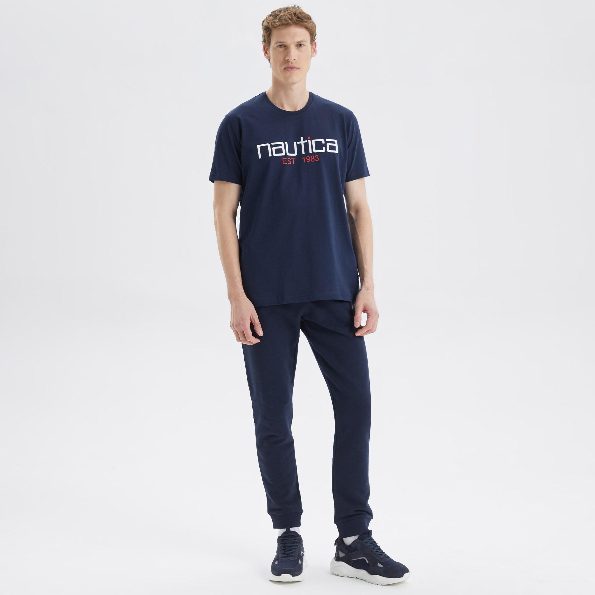 Nautica Erkek Lacivert Standart Fit Desenli T-Shirt