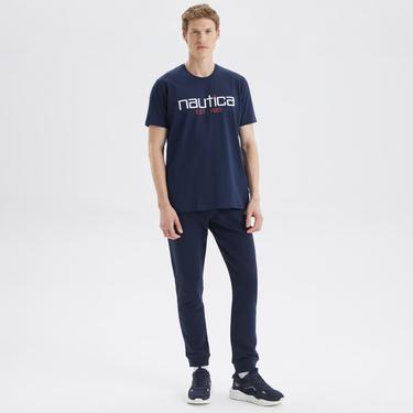  Nautica Erkek Lacivert Standart Fit Desenli T-Shirt