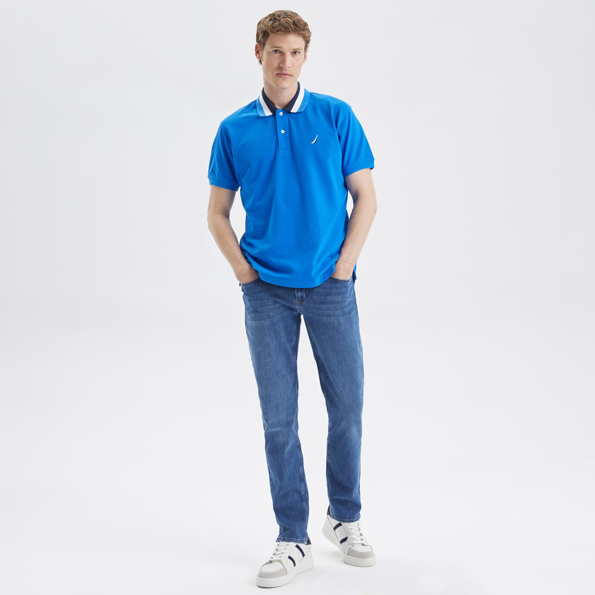 Nautica Erkek Mavi Classic Fit Kısa Kollu Polo