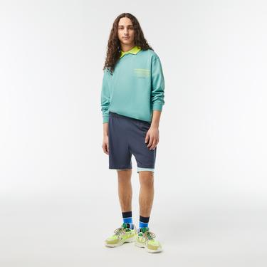  Erkek Loose Fit Uzun Kollu Bisiklet Yaka Yeşil T-Shirt