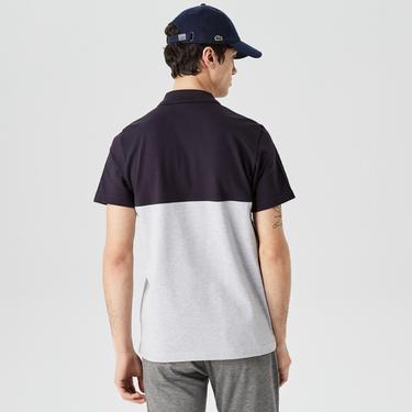  Erkek Regular Fit Renk Bloklu Siyah Polo