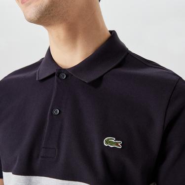  Erkek Regular Fit Renk Bloklu Siyah Polo