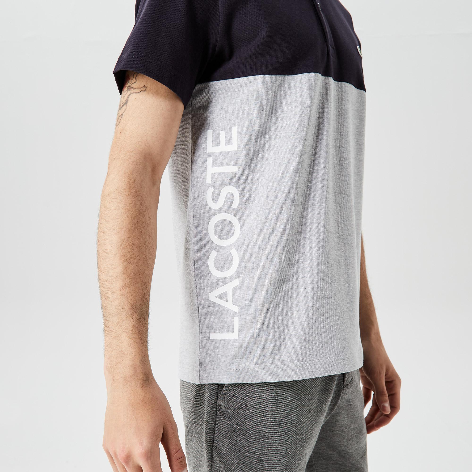 Erkek Regular Fit Renk Bloklu Siyah Polo