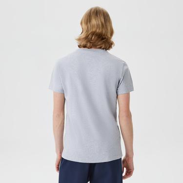  Erkek Regular Fit Bisiklet Yaka Baskılı Gri T-Shirt