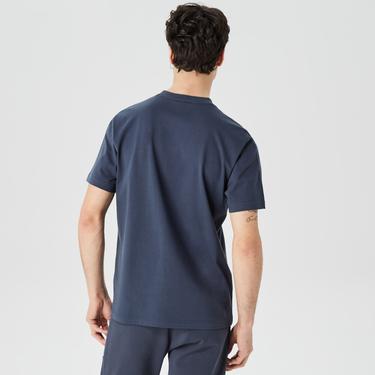  Erkek Relaxed Fit Bisiklet Yaka Baskılı Lacivert T-Shirt