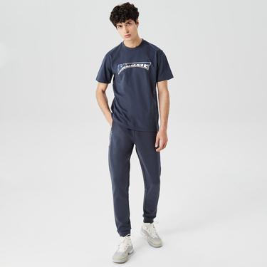  Erkek Relaxed Fit Bisiklet Yaka Baskılı Lacivert T-Shirt