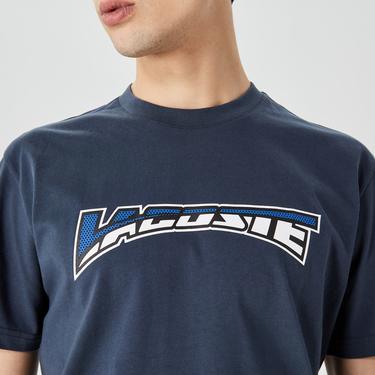  Erkek Relaxed Fit Bisiklet Yaka Baskılı Lacivert T-Shirt