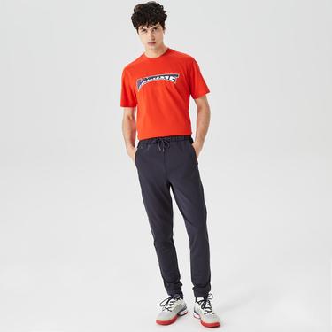  Erkek Relaxed Fit Bisiklet Yaka Baskılı Kırmızı T-Shirt