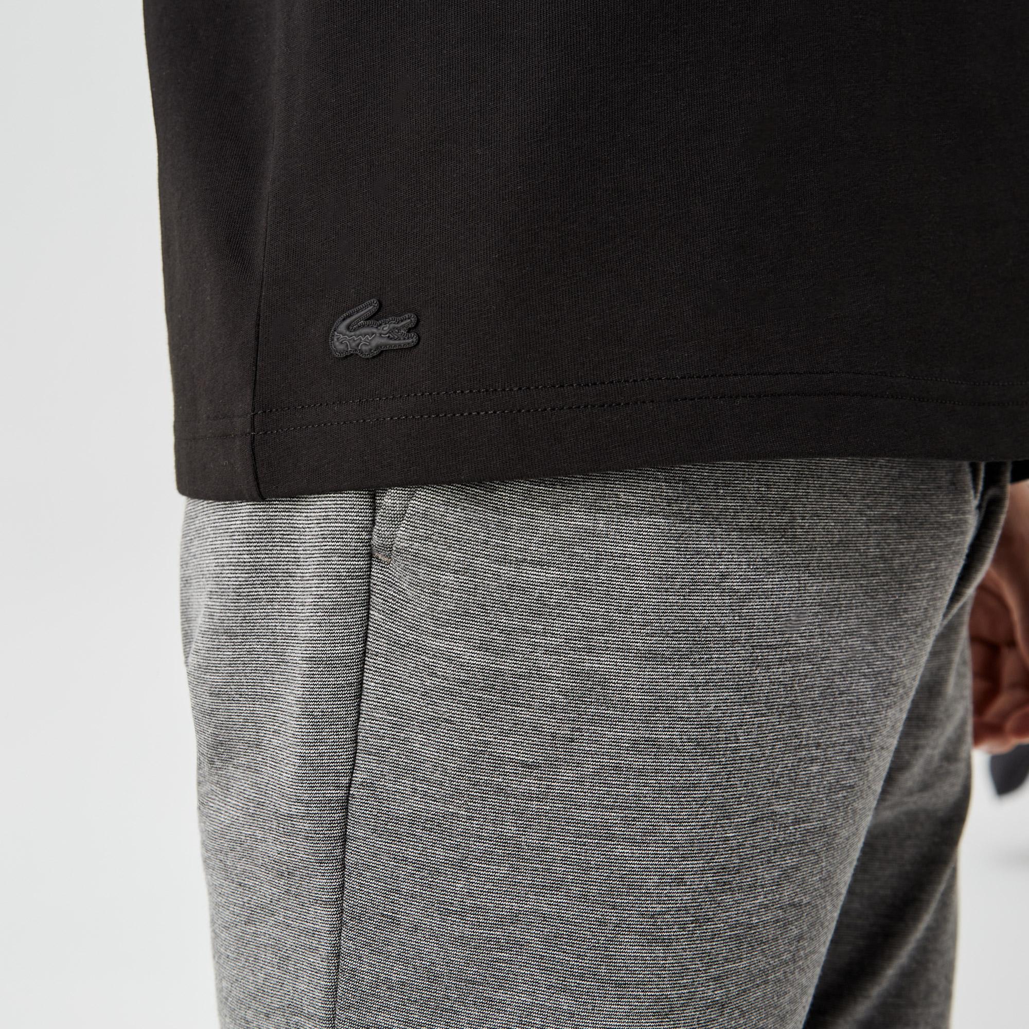 Erkek Relaxed Fit Bisiklet Yaka Baskılı Siyah T-Shirt