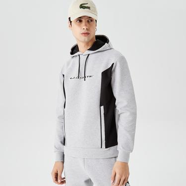  Erkek Relaxed Fit Kapüşonlu Baskılı Gri Sweatshirt