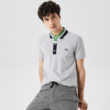  Erkek Regular Fit Renk Bloklu Gri Polo