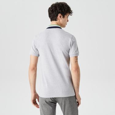  Erkek Regular Fit Renk Bloklu Gri Polo