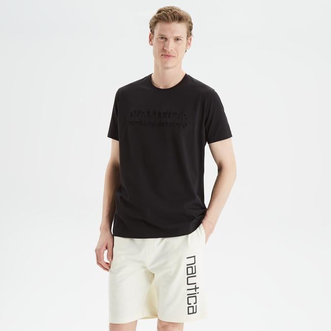  Nautica Erkek Siyah Standart Fit Baskılı T-Shirt