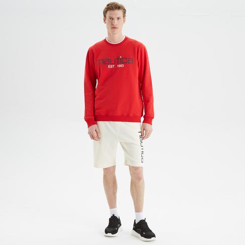  Nautica Erkek Krem Baskılı Standart Fit Şort