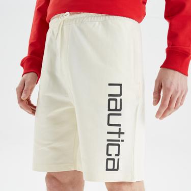  Nautica Erkek Krem Baskılı Standart Fit Şort