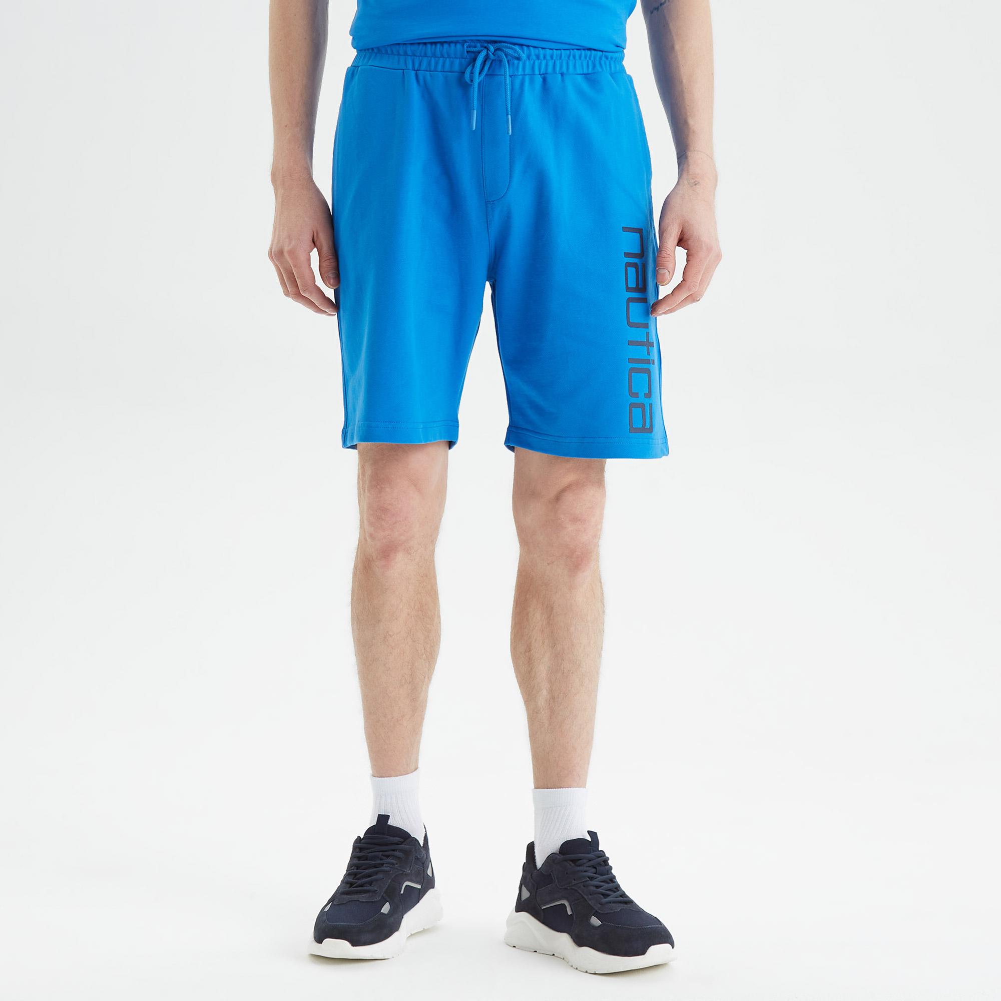 Nautica Erkek Mavi Baskılı Standart Fit Şort