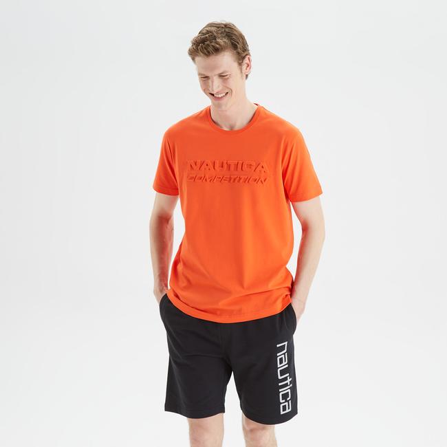  Nautica Erkek Turuncu Standart Fit Baskılı T-Shirt