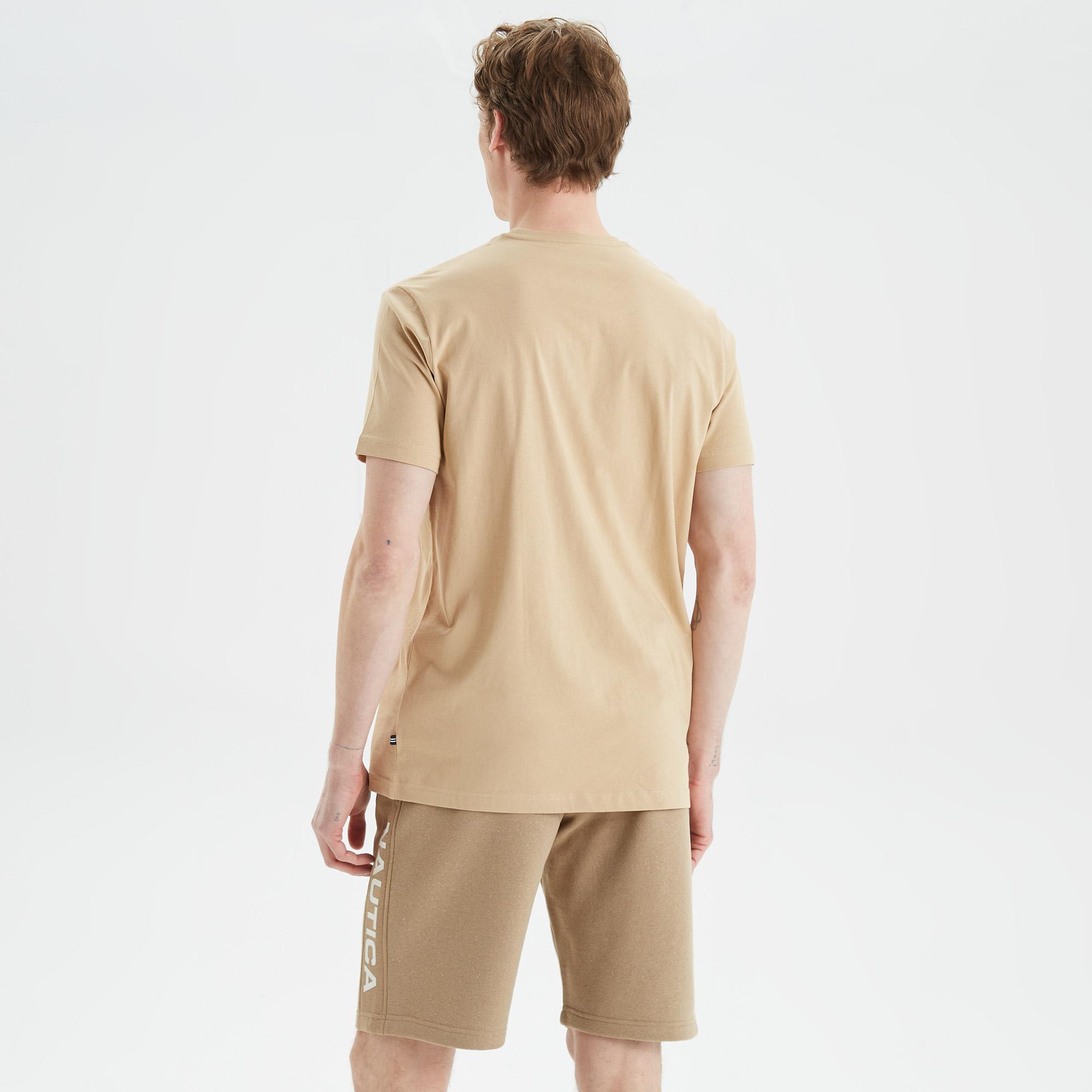 Nautica Erkek Bej Standart Fit Desenli T-Shirt