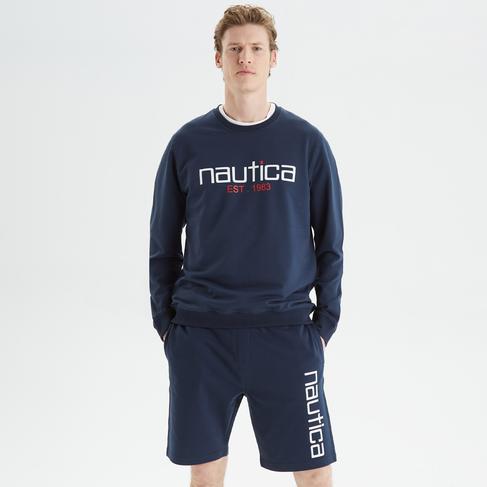  Nautica Erkek Lacivert Standart Fit Baskılı Sweatshirt
