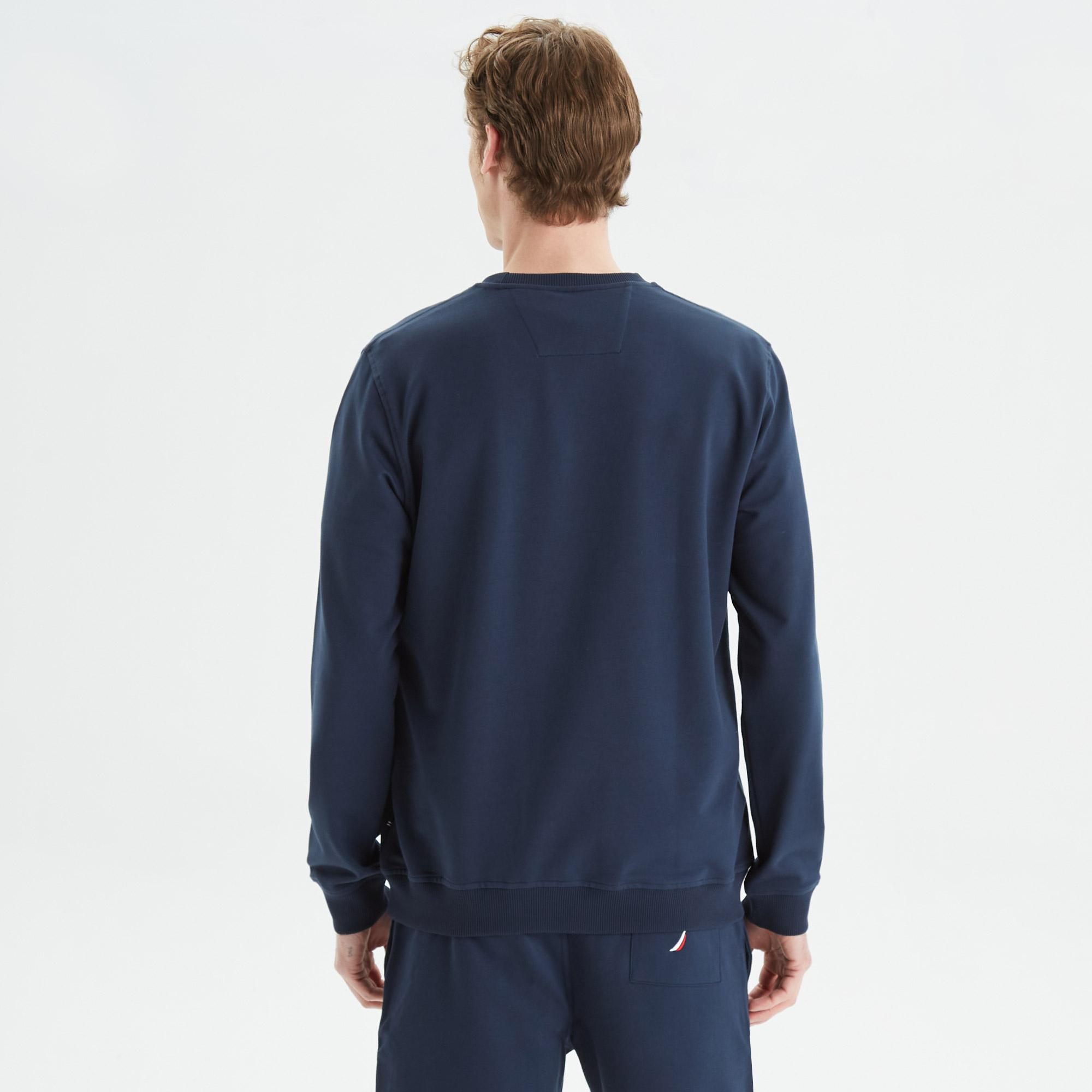 Nautica Erkek Lacivert Standart Fit Baskılı Sweatshirt