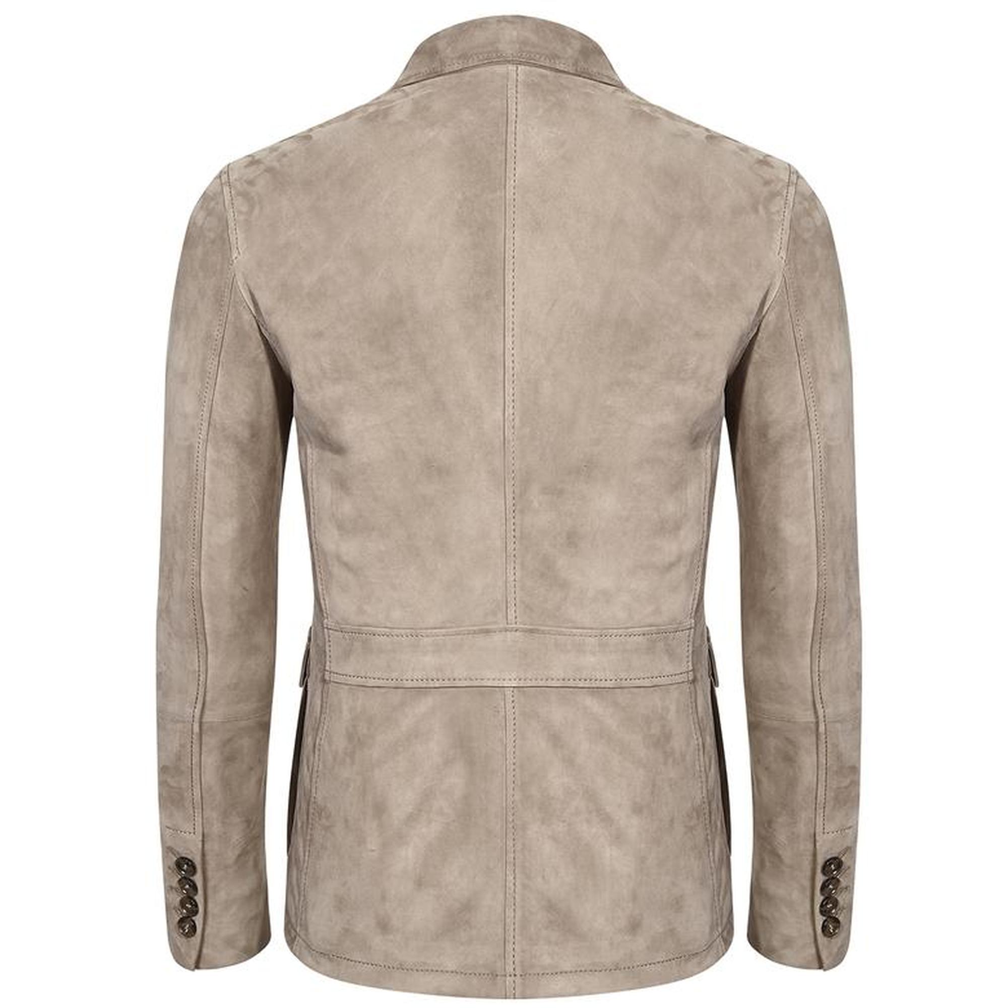 Antonin Bej Erkek Süet Safari Deri Ceket