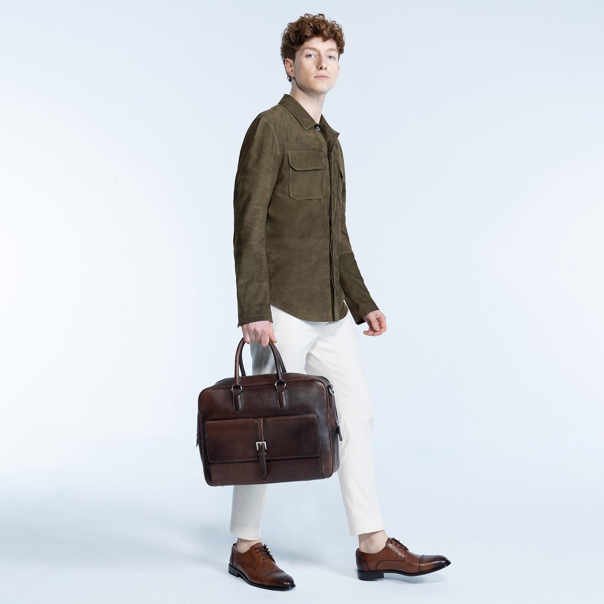 Saverio Erkek Yeşil Süet Deri Gömlek