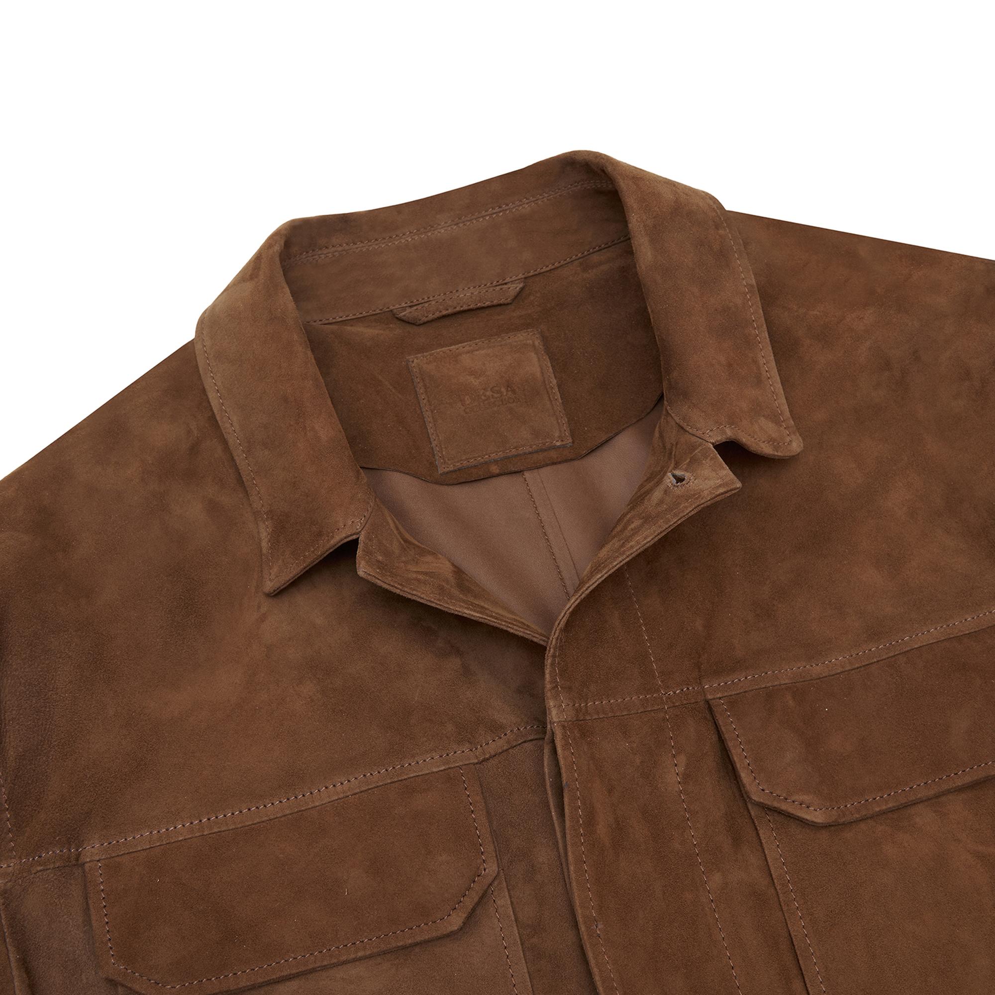 Saverio Erkek Kahve Süet Deri Gömlek